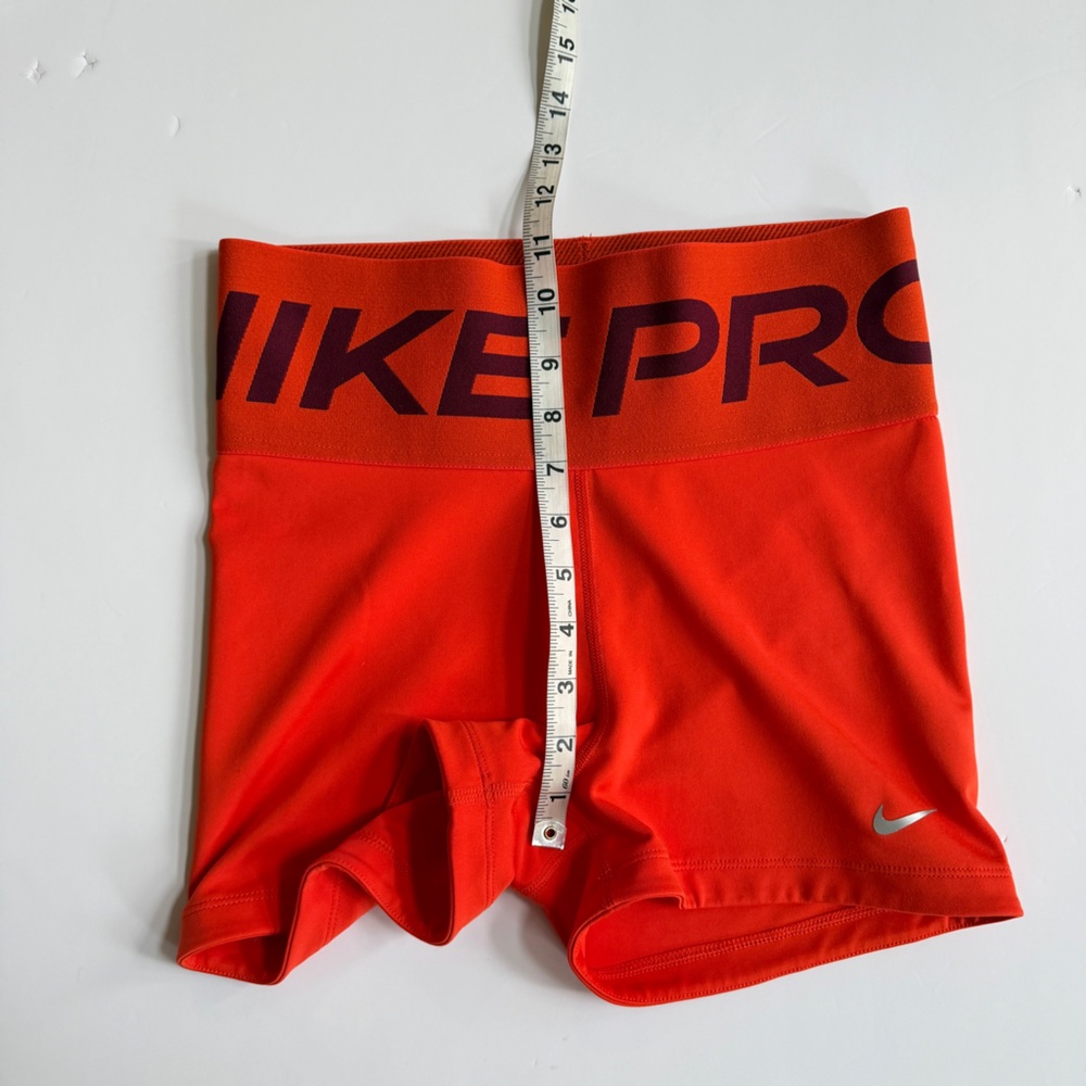 Nike Pro Women's Running Shorts-H020 in Orange/ Metallic Silver Size L - Picture 7 of 10
